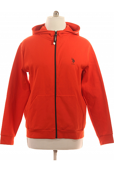 U.S.POLO ASSN. Pánská Oranžová Mikina S Kapucí A Logem Na Zip Vel. Xxl