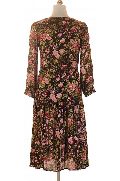 reserved Černé květované šaty midi s dlouhým rukávem a páskem Vel. 36 | reserved | obrázek 3