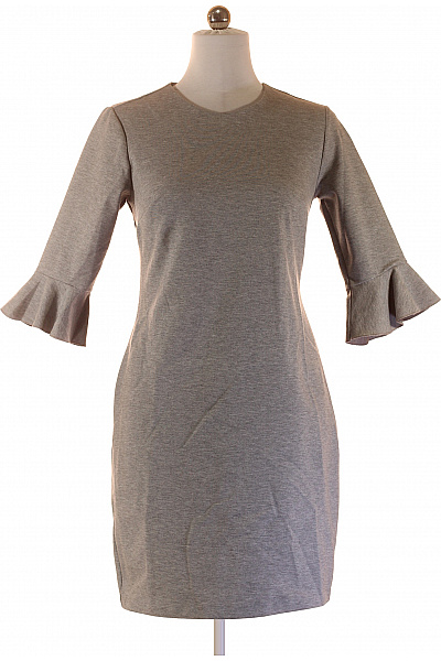 BANANA REPUBLIC Šedé úpletové šaty ke kolenům s tříčtvrtečním rukávem a zvonovými manžetami Velikost S | BANANA REPUBLIC | obrázek 2