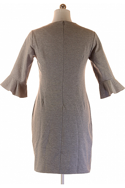 BANANA REPUBLIC Šedé úpletové šaty ke kolenům s tříčtvrtečním rukávem a zvonovými manžetami Velikost S | BANANA REPUBLIC | obrázek 3