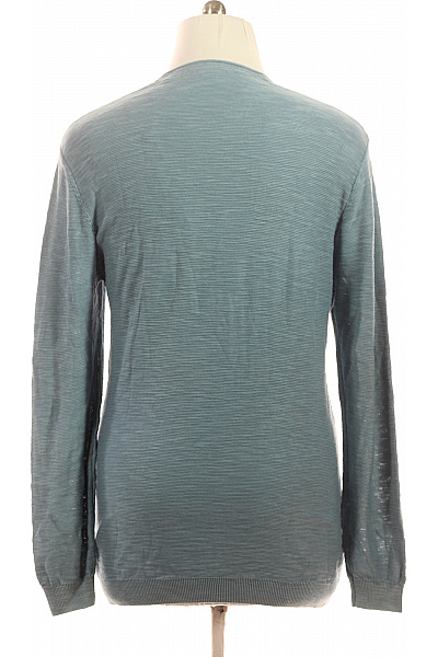 NO EXCESS Pánský lehký jarní pulovr modrozelený jemně pruhovaný přes hlavu Vel. L | NO EXCESS | obrázek 2