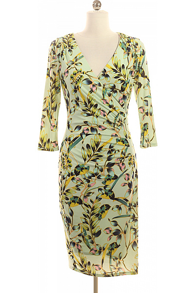 Marks & Spencer Zavinovací šaty Midi žerzejové Květované Pastelové Na Denní Nošení Vel. 36