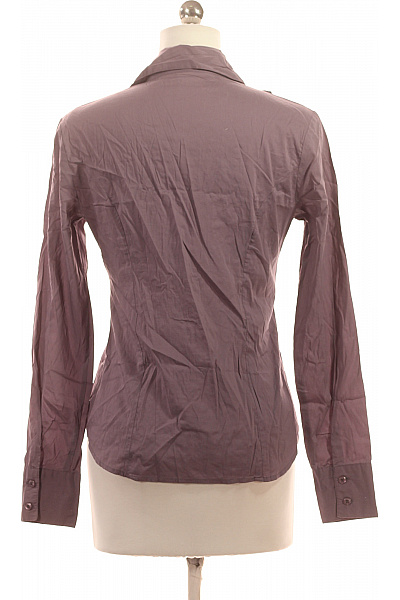 QUIOSQE Dámská fialová košile s dlouhým rukávem volánky elegantní vypasovaná Velikost 36 | QUIOSQE | obrázek 2