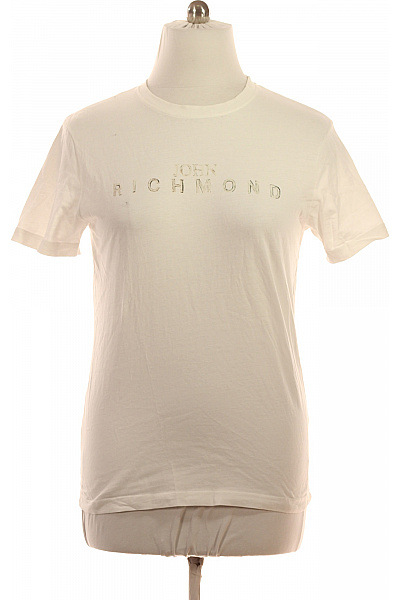 John Richmond Pánské bílé tričko s krátkým rukávem a nápisem Vel. l | John Richmond | obrázek 2