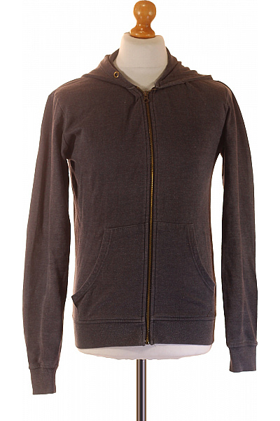 Solid Pánská Bavlněná Mikina S Kapucí A Kapsou Na Zip Tmavě šedá Velikost S