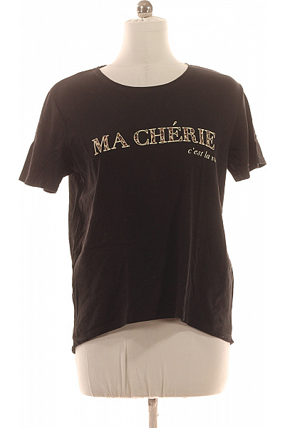 Amisu Dámské Tričko s Potiskem Černé Second hand Vel. M | Amisu | obrázek 2