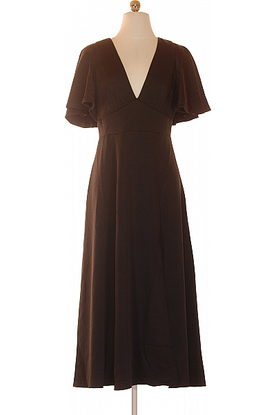 Ted Baker Dámské Hnědé šaty S Krátkým Rukávem Elegantní Dlouhé Vel. 1