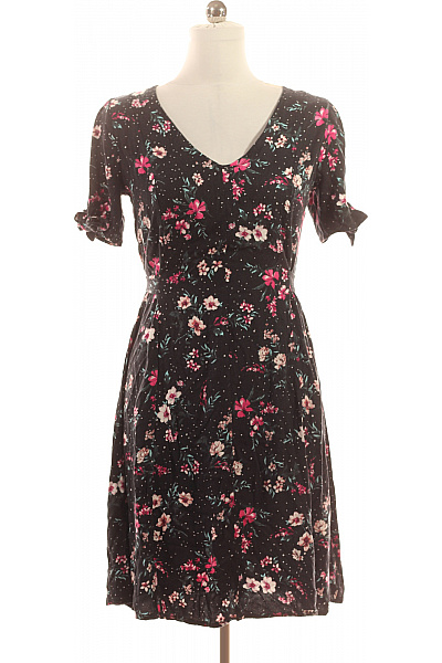  Šaty S Květinovým Potiskem Černé