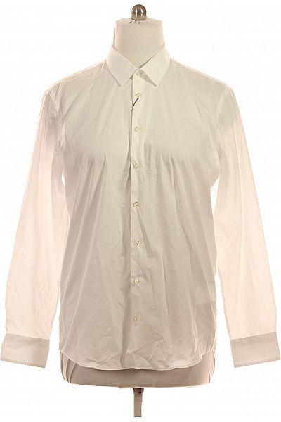 DANIEL HECHTER Pánská Bílá Košile Dlouhý Rukáv Elegantní Business Regular Fit Vel. 44