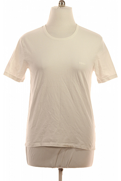 Hugo Boss Pánské Tričko Bílé Basic S Krátkým Rukávem A Nápisem Velikost XL
