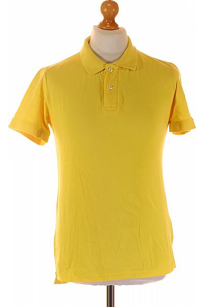 Pánské Tričko s Límečkem Žluté Crone Second hand Vel. L | crone | obrázek 2