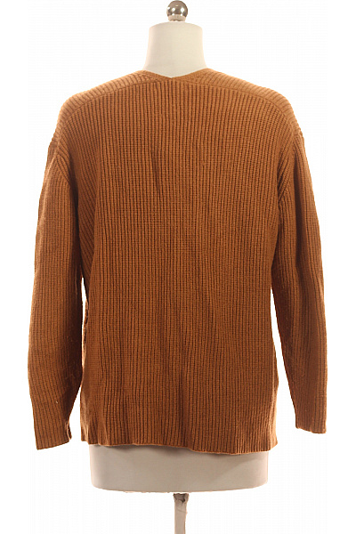 MANGO Dámský hnědý žebrovaný pulovr s výstřihem do V podzimní Velikost XS | MANGO | obrázek 3