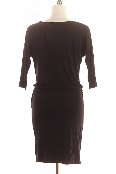 Černé viskózové mikinové šaty se stahovací šňůrkou a kapsami Velikost L | Unimoda | obrázek 3