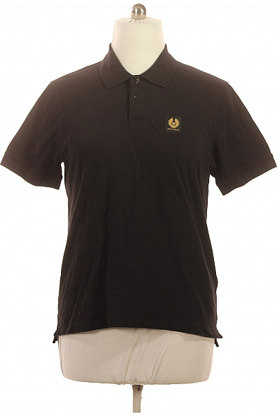 Belstaff Pánské černé Polo Tričko S Krátkým Rukávem A Nášivkou Vel. XL