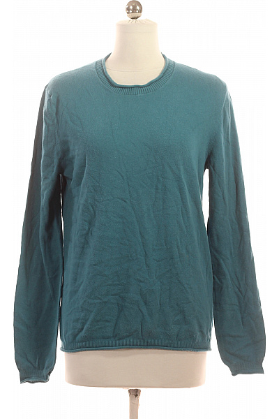 SISLEY Dámský Svetr Tyrkysový Dlouhý Rukáv žebrovaný Basic Přes Hlavu Velikost S