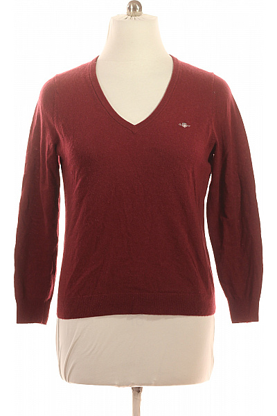 GANT Pánský Bordó Pulovr S Výstřihem Do V žebrovaný Basic Velikost L