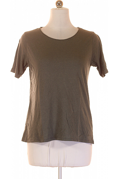 COTTON CANDY Dámské bavlněné modalové tričko khaki basic s krátkým rukávem a kulatým výstřihem Velikost M | COTTON CANDY | obrázek 2