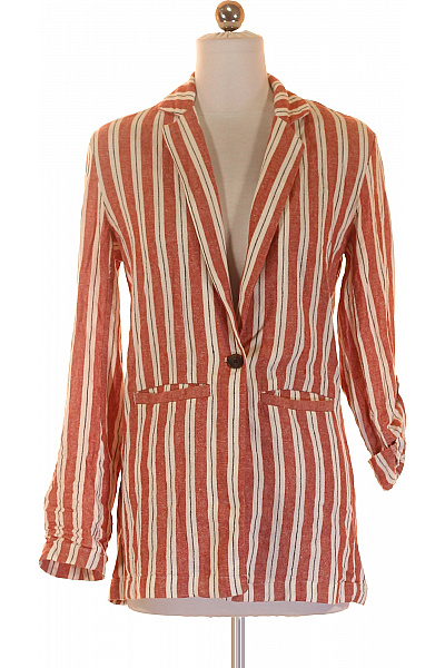 Letní Dámské Sako Lněné Oranžové Vel. 34 | ever.me | obrázek 2