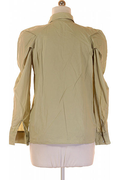 NA-KD Dámská khaki košile s nabíraným rukávem a límečkem Velikost 38 | NA-KD | obrázek 3