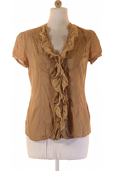 Esprit Bavlněná hnědá halenka volánky krátký rukáv romantická elegantní Vel. 40 | Esprit | obrázek 2