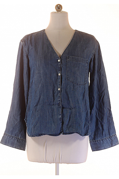 Weekday Dámská Modrá Riflová Košile S Dlouhým Rukávem A Límečkem V Vel. S