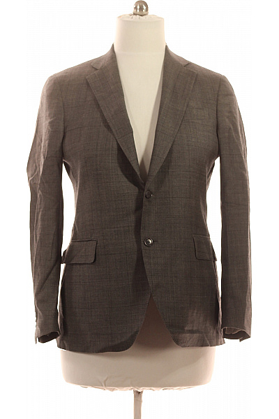 HILTON Pánské vlněné sako společenské kostkované šedé vypasované jednořadé Vel. 50 | HILTON | obrázek 2