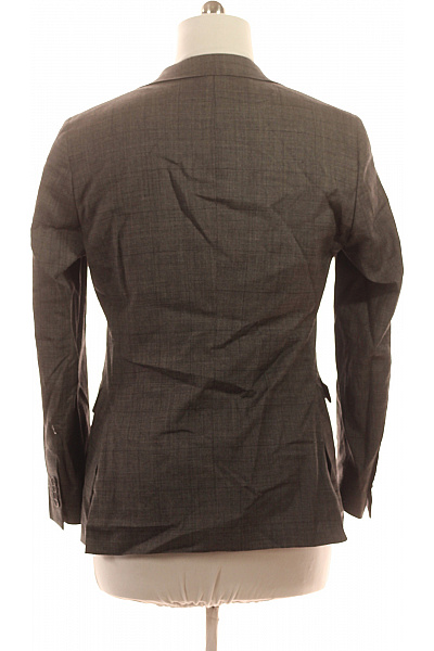 HILTON Pánské vlněné sako společenské kostkované šedé vypasované jednořadé Vel. 50 | HILTON | obrázek 3