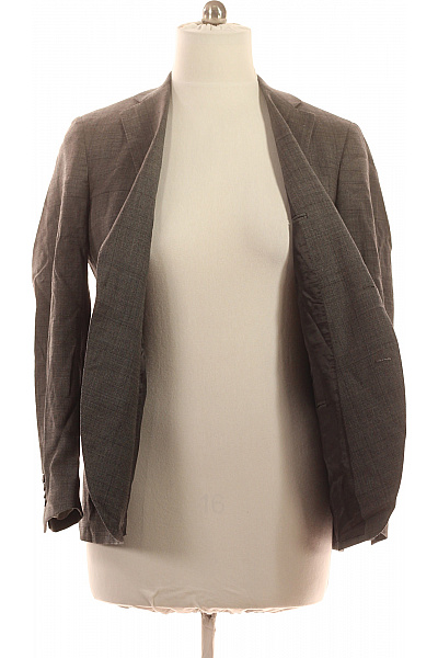 HILTON Pánské vlněné sako společenské kostkované šedé vypasované jednořadé Vel. 50 | HILTON | obrázek 4