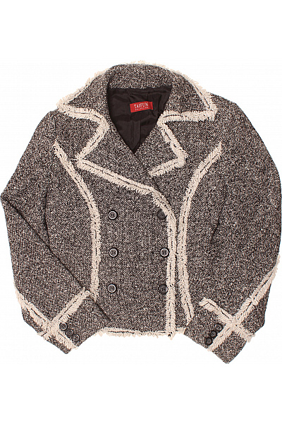 TAIFUN Krátký dvouřadý tvídový kabát s třásněmi elegantní podzimní Velikost 38 | TAIFUN | obrázek 2