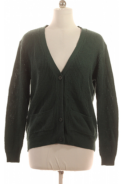 ALCOTT Dámský Zelený žebrovaný Kardigan Propínací S Kapsami Vel. L
