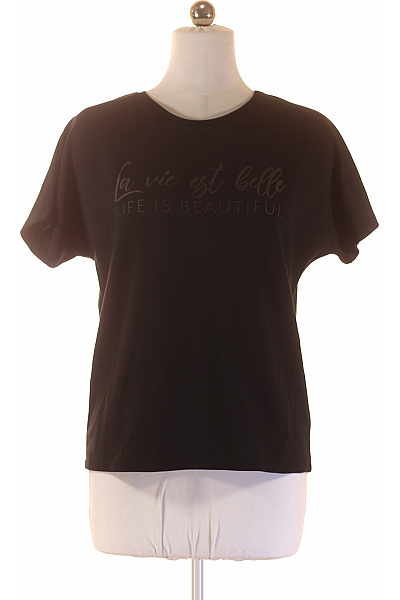Soyaconcept Dámské černé Tričko S Krátkým Rukávem A Nápisem La Vie Est Belle Velikost S