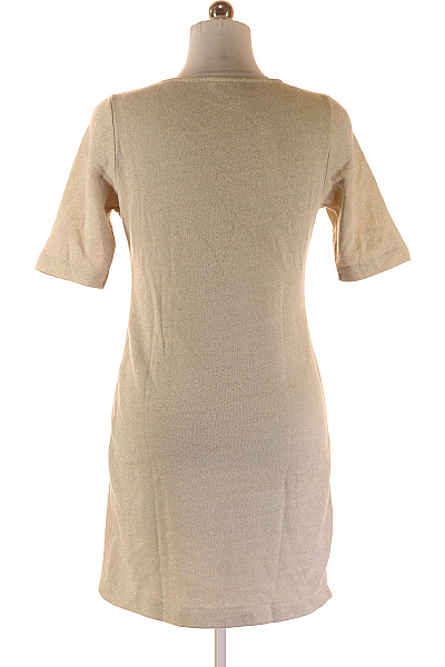 MANGO Béžové třpytivé mikinové šaty krátké úpletové jednoduché Velikost l | MANGO | obrázek 3