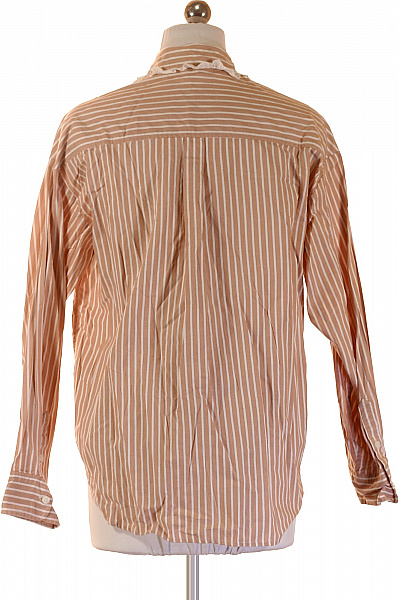 Monki Dámská bavlněná košile s dlouhým rukávem a krajkou béžová pruhovaná ležérní Vel. XS | Monki | obrázek 3