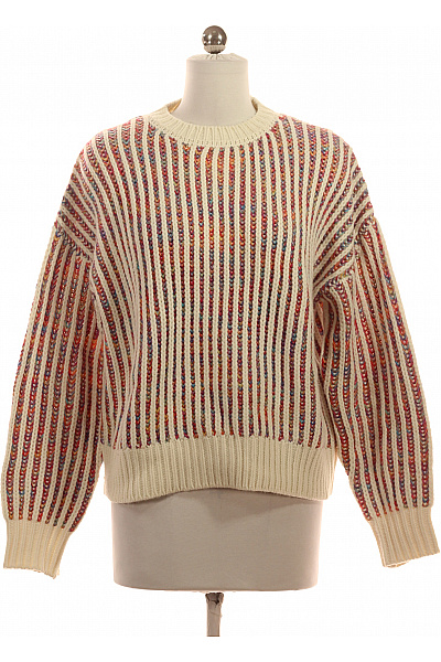DESIGUAL Dámský Krémový Pruhovaný Pletený Crop Pulovr Volný Vel. S