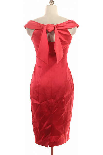 Karen Millen Červené saténové pouzdrové koktejlové šaty s odhalenými rameny Vel. 38 | Karen Millen | obrázek 2