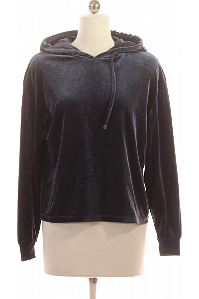 PIECES Dámská Sametová Mikina S Kapucí Přes Hlavu Tmavě Modrá Vel. XS