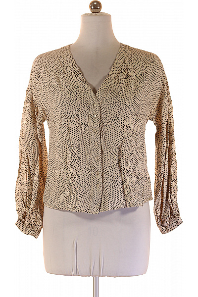 Dámská béžová puntíkovaná košile s dlouhým rukávem ležérní Vel. M | Unimoda | obrázek 2