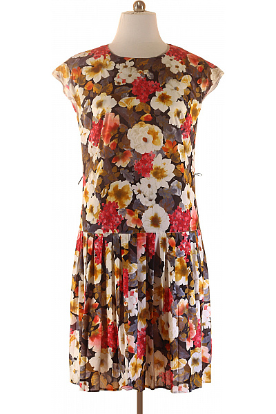  Šaty S Květinovým Potiskem Barevné Second Hand Vel. 48