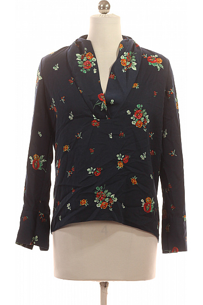 ZARA Dámská tmavě modrá halenka s dlouhým rukávem a květinovým potiskem Vel. XS | ZARA | obrázek 2