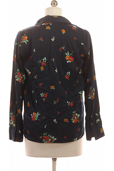 ZARA Dámská tmavě modrá halenka s dlouhým rukávem a květinovým potiskem Vel. XS | ZARA | obrázek 3