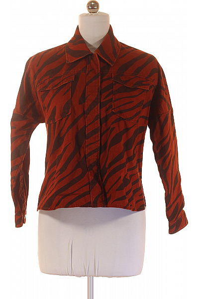ZARA Dámská přechodová košilová bunda oranžová hnědá zvířecí vzorovaná moderní Vel. XS | ZARA | obrázek 2