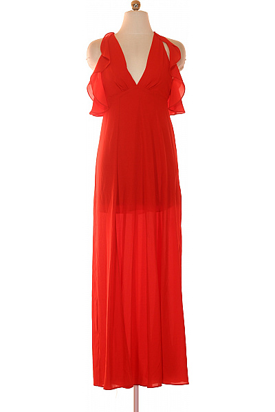 Topshop Červené společenské šaty dlouhé šifonové s odhalenými rameny Vel. 34 | Topshop | obrázek 2