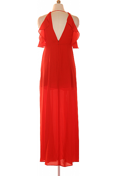 Topshop Červené společenské šaty dlouhé šifonové s odhalenými rameny Vel. 34 | Topshop | obrázek 3