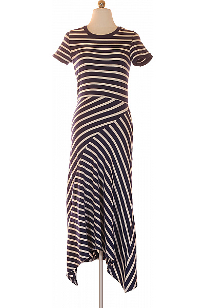 reserved Dámské šaty tričkové s krátkým rukávem asymetrické pruhované volnočasové Vel. XS | reserved | obrázek 2