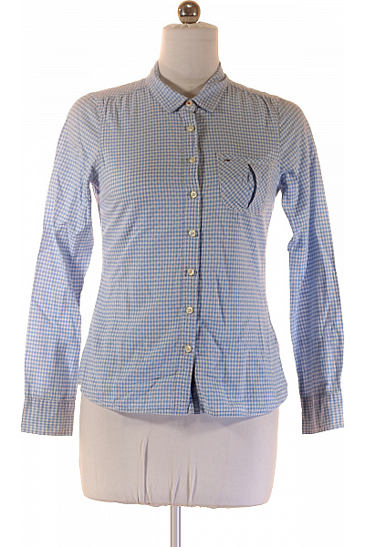 TOMMY HILFIGER Dámská Modrá Bílá Kostkovaná Košile Slim Fit S Dlouhým Rukávem Vel. M