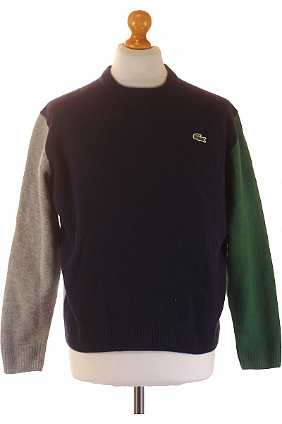 LACOSTE Vlněný pulovr přes hlavu modrý šedý zelený Vel. XXL | LACOSTE | obrázek 2