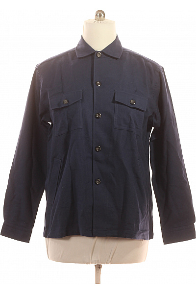 ETON Pánský Modrý Krátký Košilový Kabát Moderní Stylový Velikost L