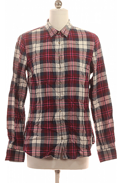 TOMMY HILFIGER Dámská Kostkovaná Košile S Dlouhým Rukávem Vínová Růžová Modrá Velikost 8