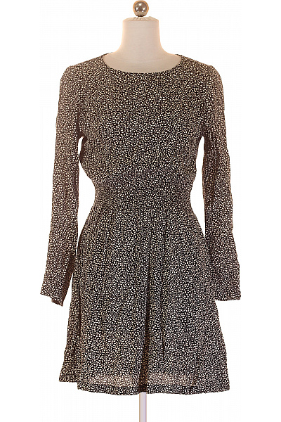  Šaty s Květinovým Potiskem Černobílé Second hand Vel. 34 | HM  | obrázek 2