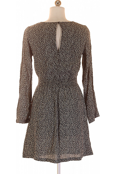  Šaty s Květinovým Potiskem Černobílé Second hand Vel. 34 | HM  | obrázek 3